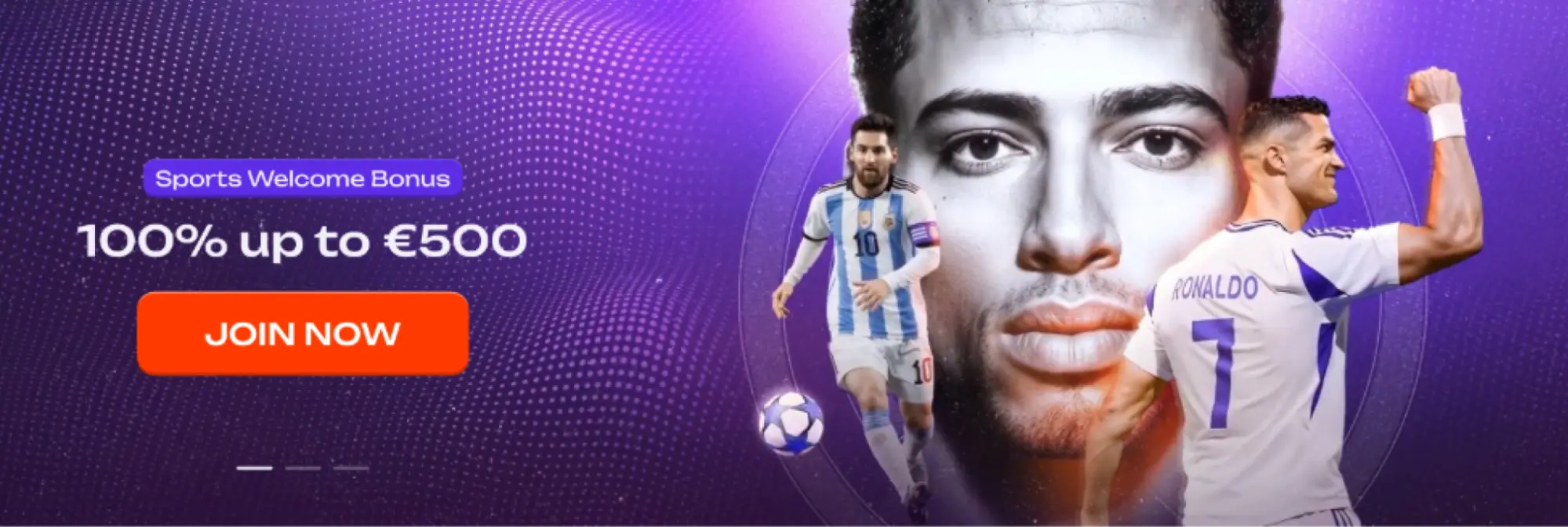 sport willkommensbonus banner mit fußballspielern angebot 100 prozent bis 500 euro