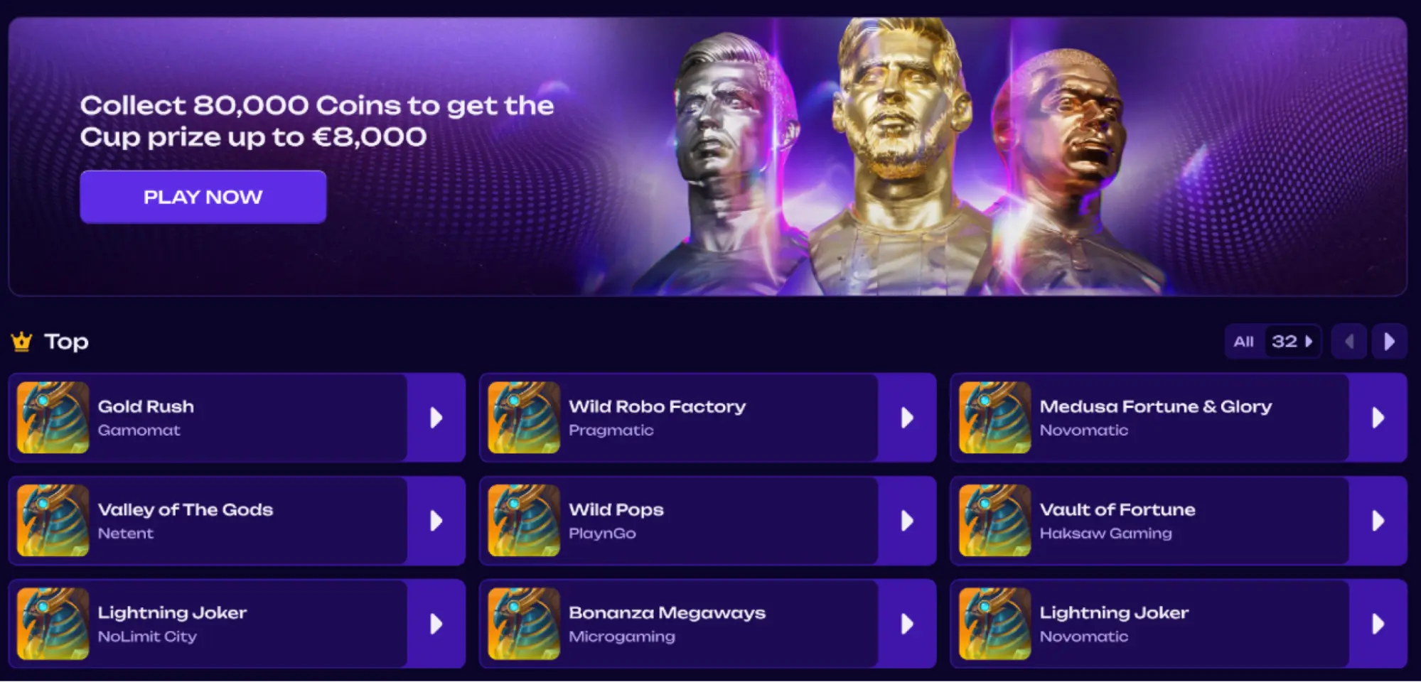 jackpot banner mit sammelaktion 80000 coins und cup gewinn bis 8000 euro